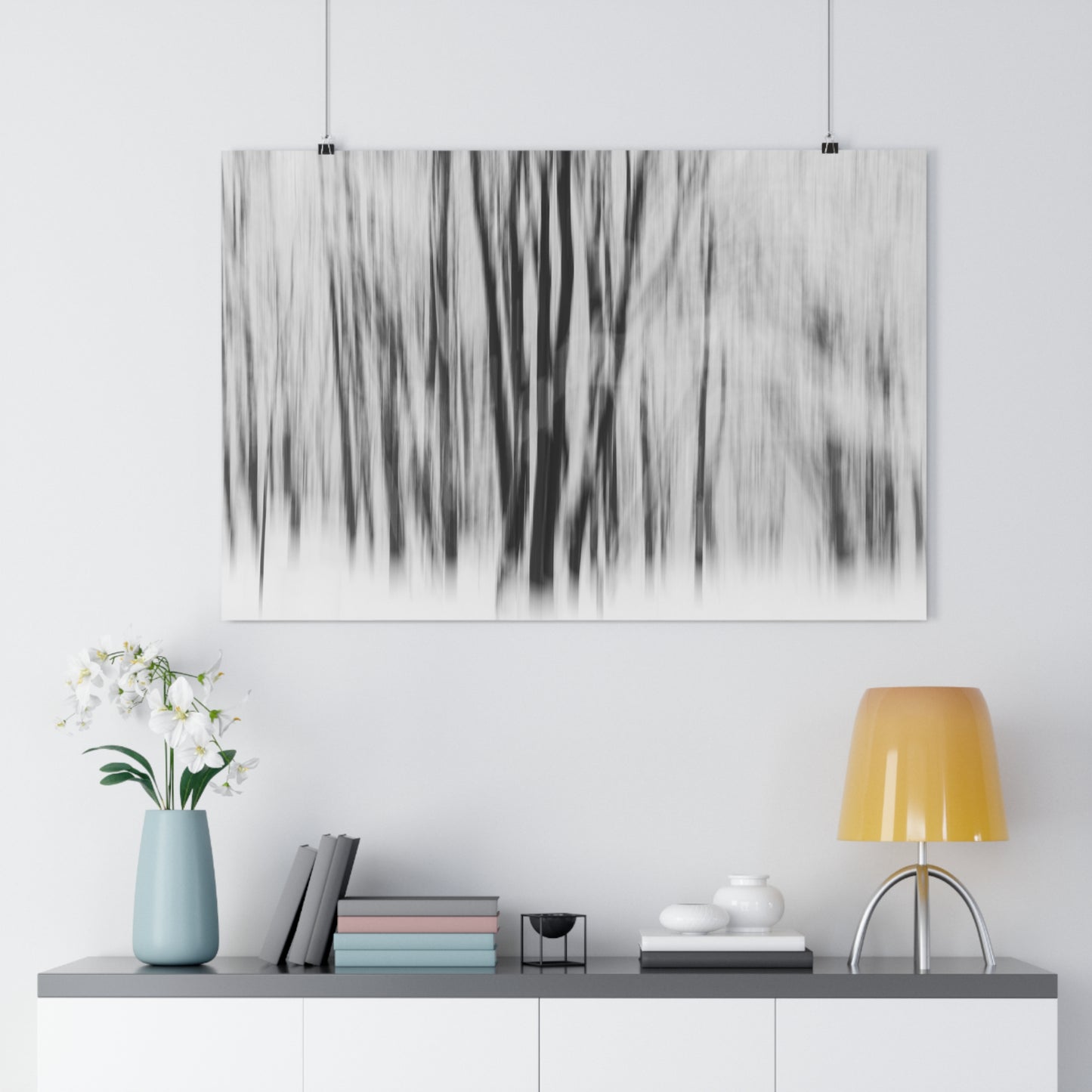Art Print, Winter Forest Scene, ICM Technique, Wall Decor, Nature Print, Home Decor