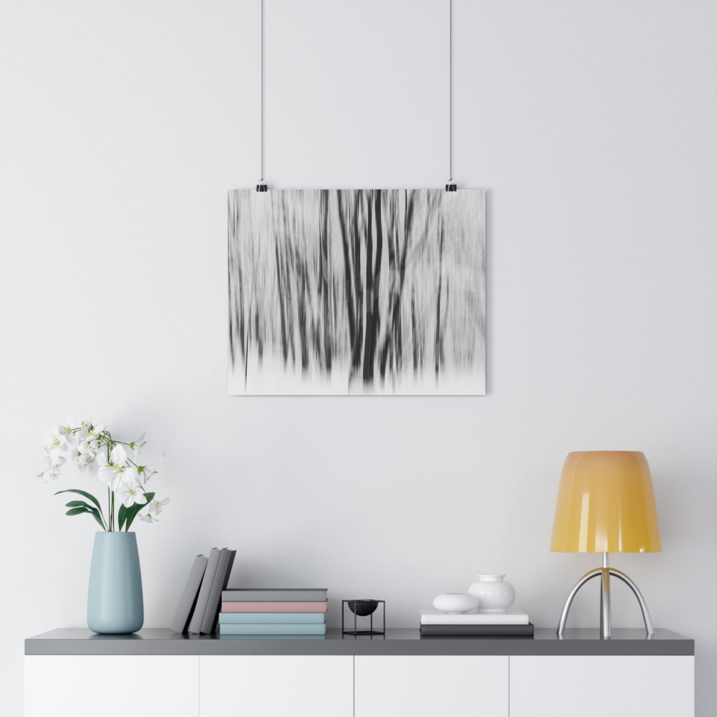 Art Print, Winter Forest Scene, ICM Technique, Wall Decor, Nature Print, Home Decor