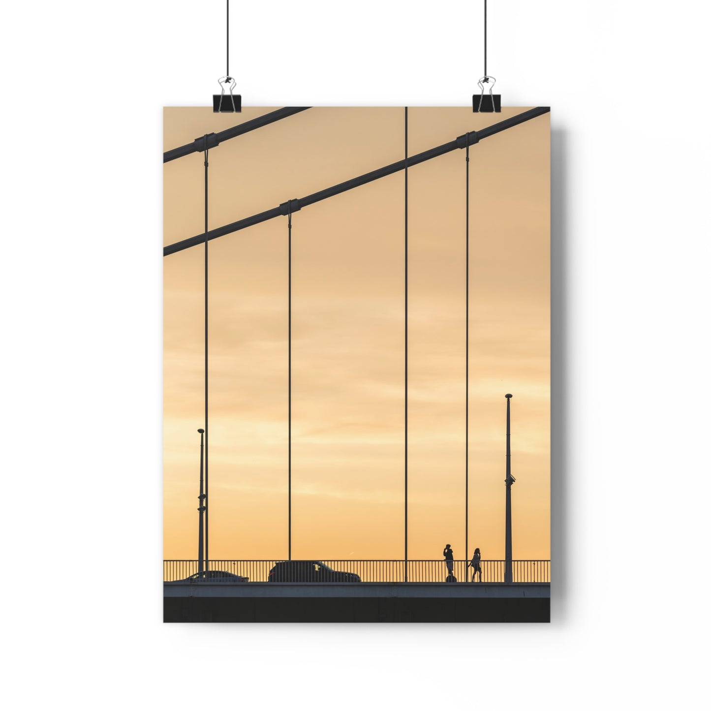 Art Print, Sunset Bridge Silhouettes, 'Will call you', Wall Decor, Home Decor, Gift Idea, Office Art