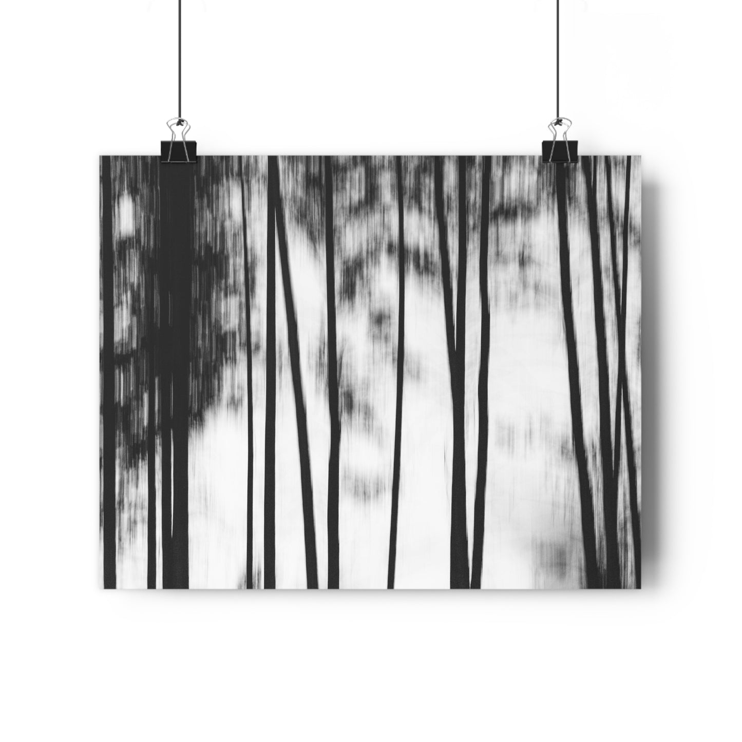Art Print, Forest Scene Black White Photo, Blurred Camera Movement ICM Technique, Wall Decor Gift Home Office, Nature Lover Monochrome